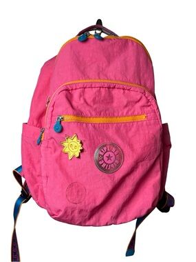 Kipling SHELDON 15" Laptop Sleeve Backpack Flash Pink Chain Collection Acedemia